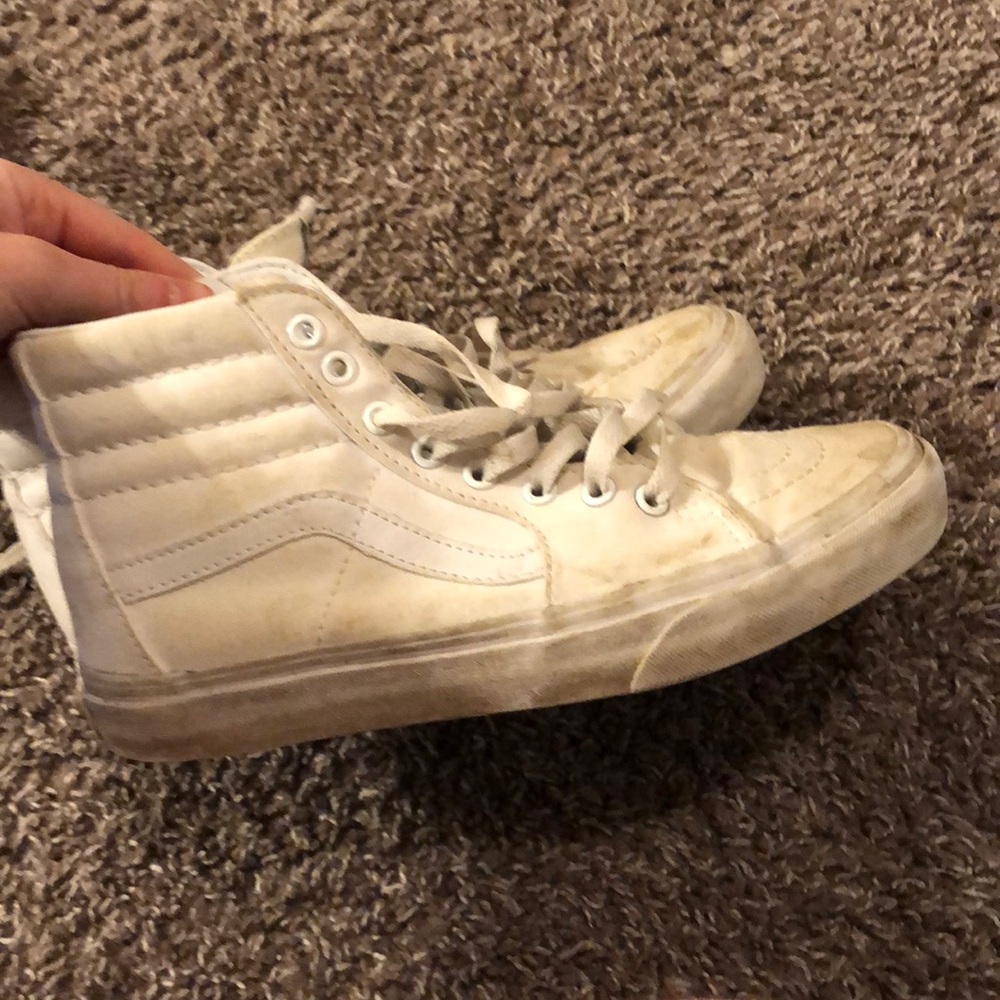 High top white vans. Women’s size 8. Used.